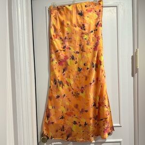 Silk Orange Midi Skirt